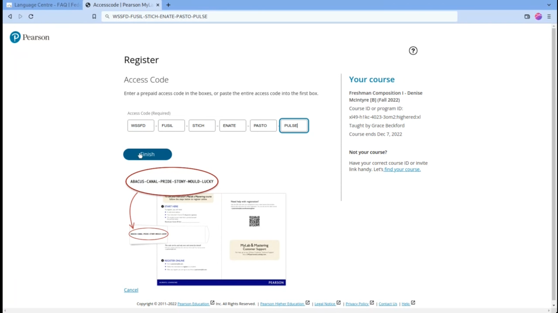 Access Code Input Page