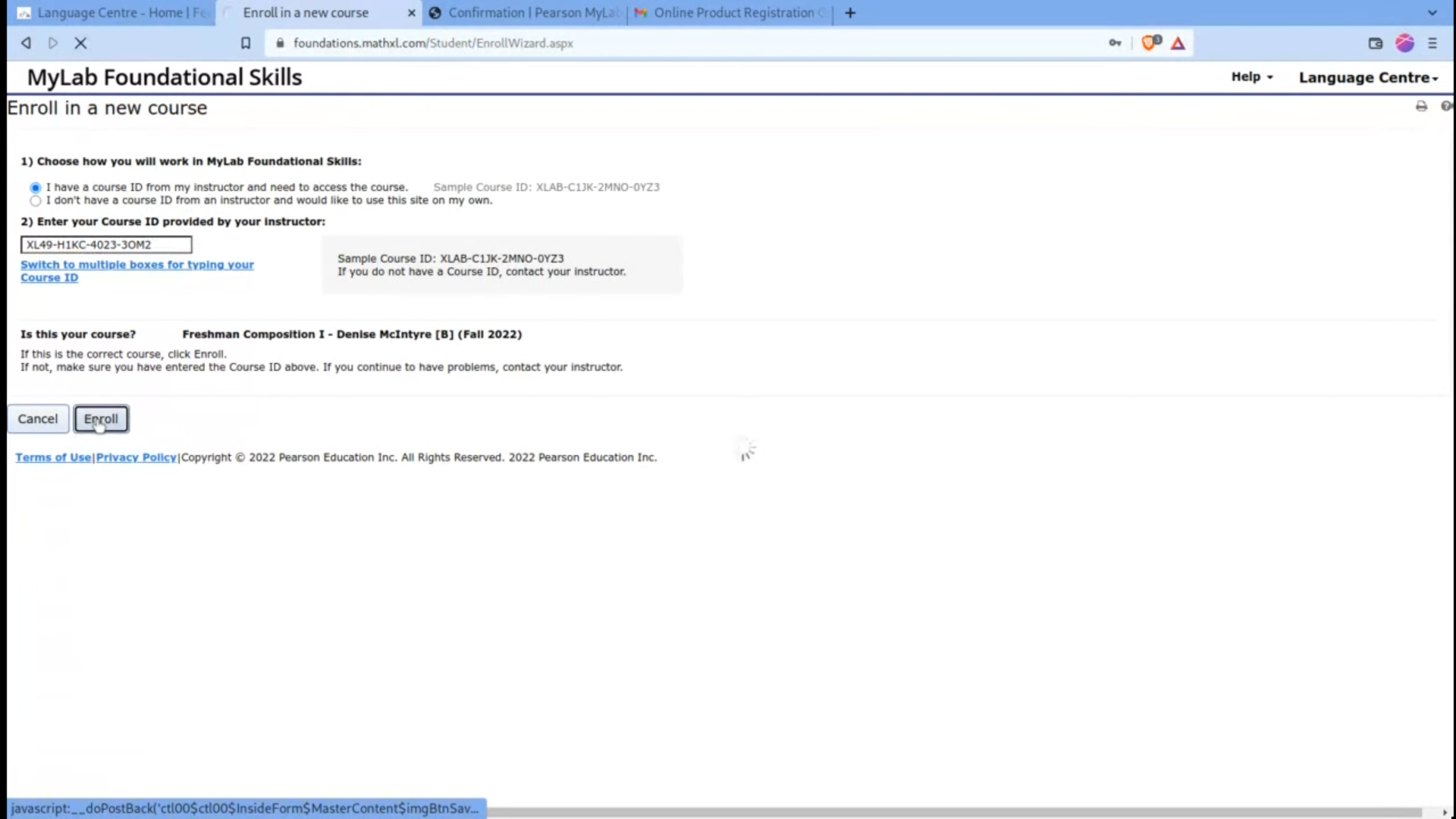 Enrol In Course Page