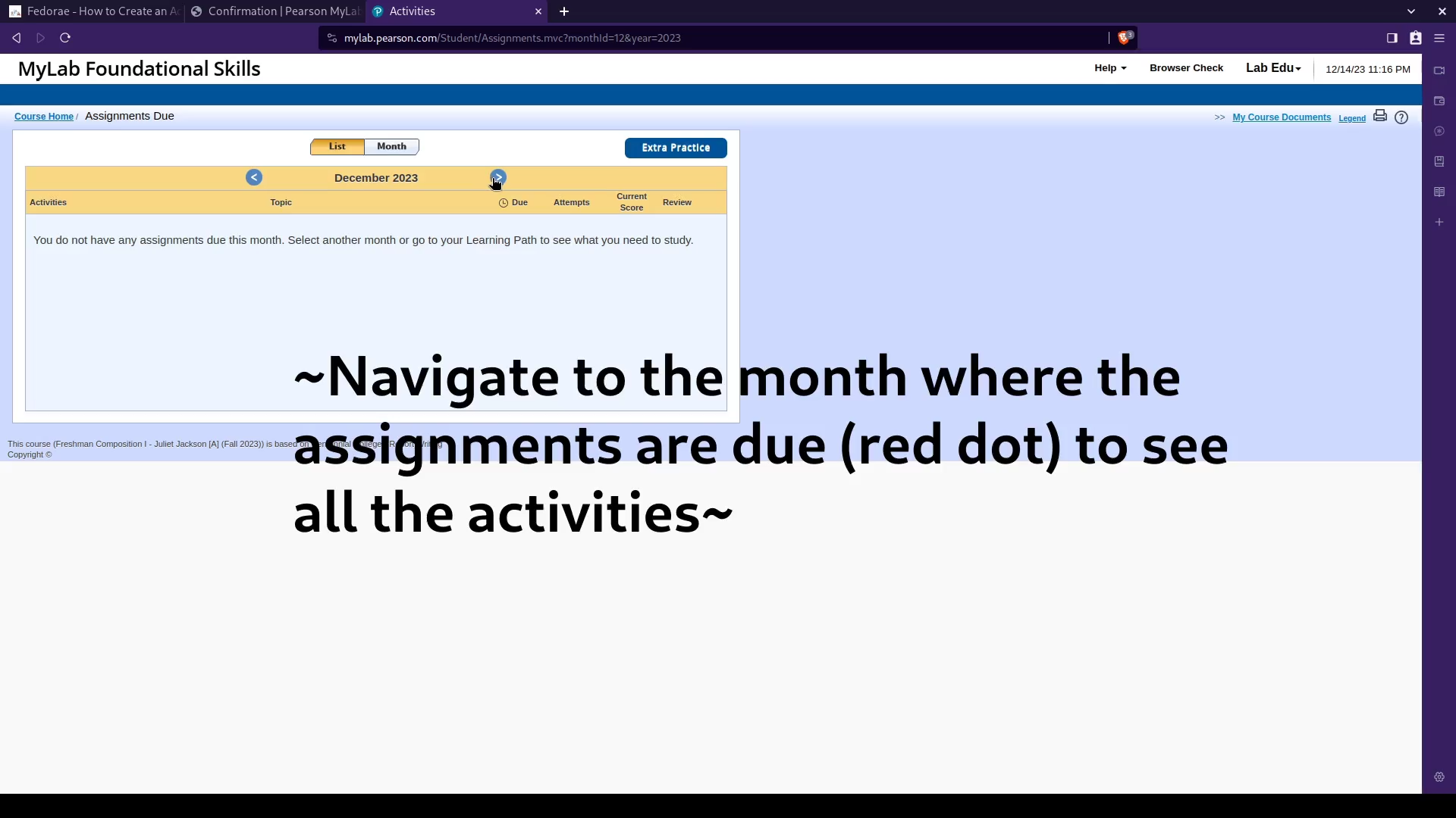 Lab activities list empty