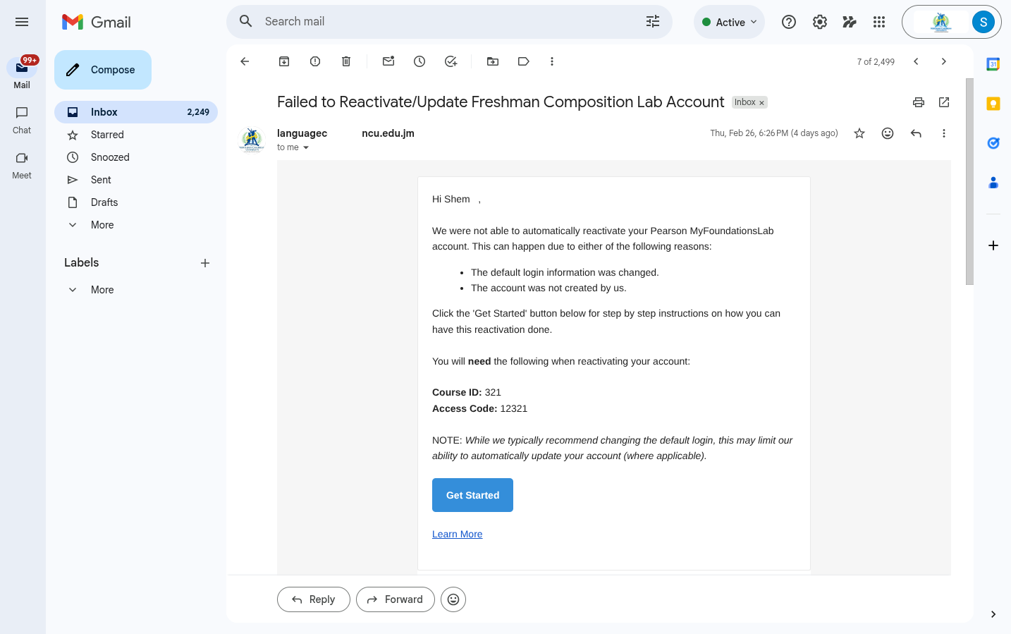 Email Access Code Image