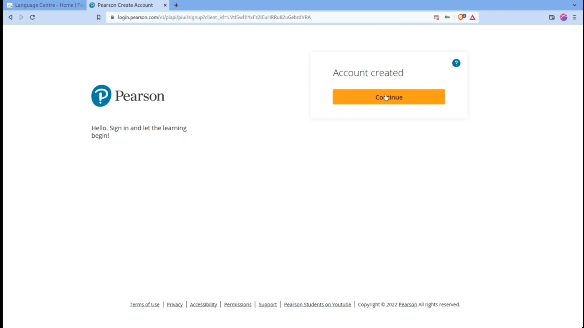 Pearson Account Created