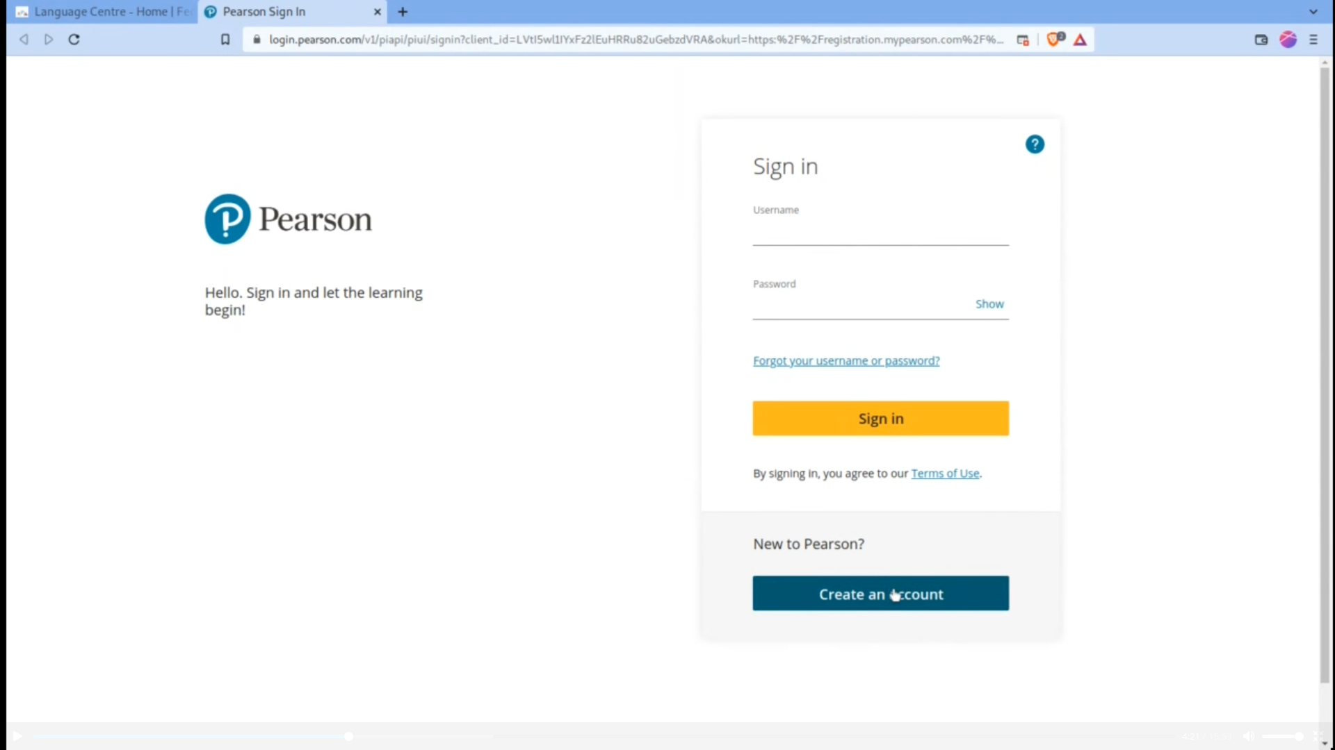 Pearson Sign In Page